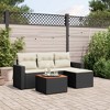 vidaXL Patio Sofa Set with Cushions Outdoor Furniture 5 Piece Poly Rattan - Black and Cream - 2 of 4