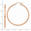 Black Bow Jewelry 2mm, 14k Rose Gold Polished Round Hoop Earrings, 45mm (1 3/4 Inch) - 3 of 4