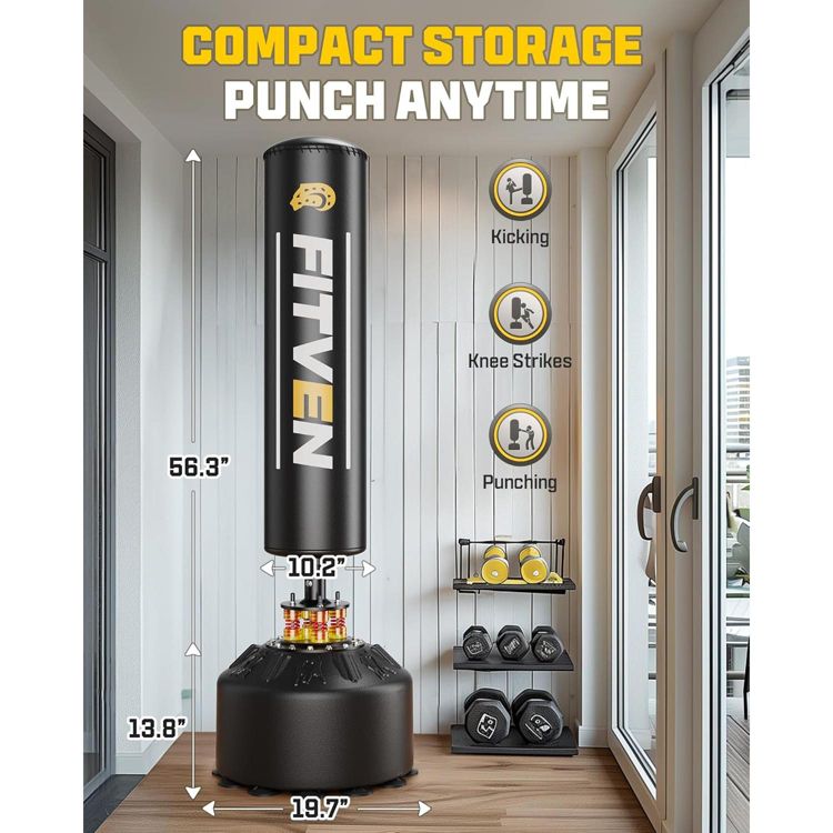 FITVEN Freestanding Punching Bag with Boxing Gloves Heavy Boxing Bag with Suction Cup Base - Men Stand Kickboxing Bag, 2 of 6
