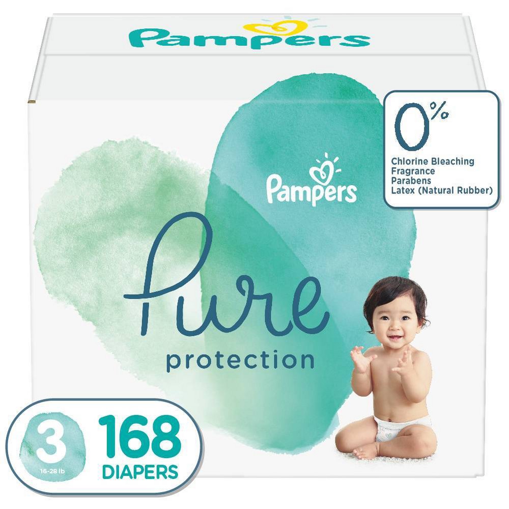 Pampers Pure Disposable Diapers One Month Supply - Size 3 (168ct)