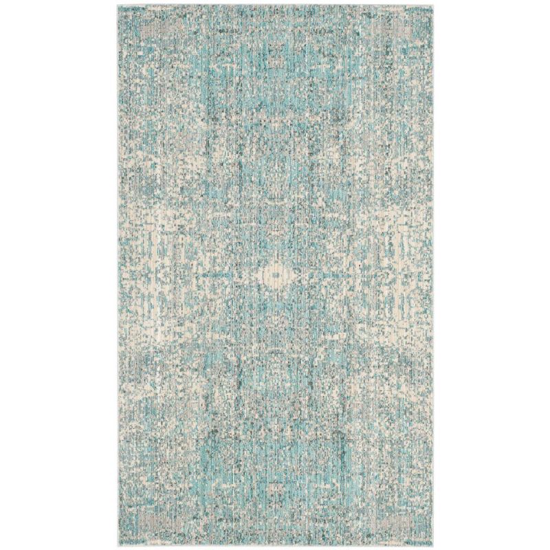 Teal Multi Abstract Synthetic Easy Care 3' x 5' Area Rug