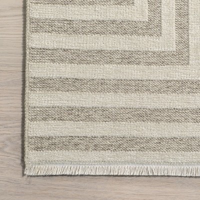 Nicolai Cream Graphic Fringed Reversible Washable Area Rug, 3' 3" x 5'
