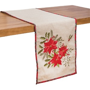 C&F Home 14" x 72" Merry Xmas Poinsettia Table Runner - 1 of 3