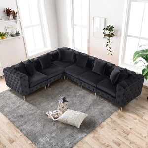 Modular Sectional Sofa L Shaped for Living Room or Office, 6 Seat Couch with Convertible Chaise-Morden Fort - 1 of 4