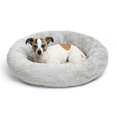 Photo 1 of Best Friends by Sheri Calming Lux Fur Donut Cuddler Bolster Cat & Dog Bed, Grey, Medium