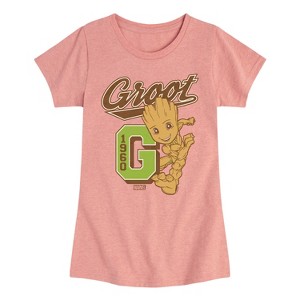 Girls' - Marvel - Guardians of the Galaxy Groot Collegiate Fitted Short Sleeve Graphic T-Shirt - 1 of 4