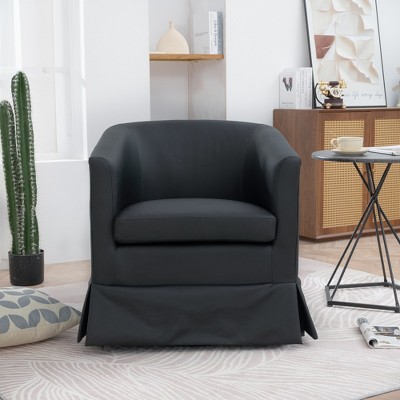 27.36" Wide Swivel Chair for Living Room, Upholstered Armchair with Foam Cushion, Pine Wood Frame and 360° Rotation