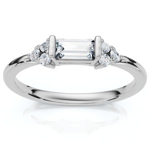 Pompeii3 Emerald Diamond Stackable Wedding Ring Women Anniversary Band 14k Gold Lab Created - 1 of 4