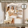 QingMoon Makeup Vanity with Foldable Three-Sided Mirror, Modern Dressing Table with Two Drawers and Three-Drawer Chest Ideal for Beauty, Organization - 3 of 4