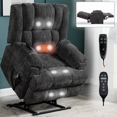 Dual Motor Power Lift Massage Recliner Chair with Heat,Chenille Upholstered Recliner,Heavy Duty Recliner for Elderly Living Room-Coolbibila
