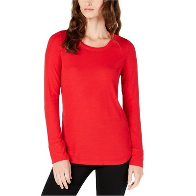 I.N.C International Concepts Womens Ribbed Basic T-Shirt, Red, XX-Large