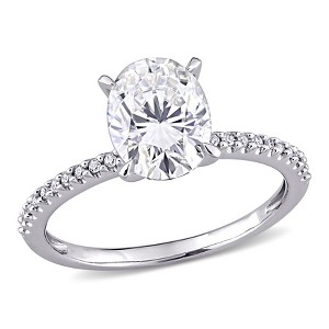 EVERLY JEWELRY  |   14K White Gold 1/10 CT Diamond TW And 2 CT DEW Created Moissanite-White Fashion Ring - 1 of 4