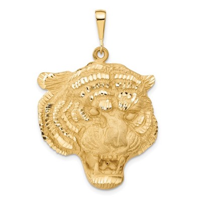 Black Bow Jewelry 14k Yellow Gold Large Tiger's Head Pendant