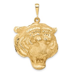 Black Bow Jewelry 14k Yellow Gold Large Tiger's Head Pendant - 1 of 4