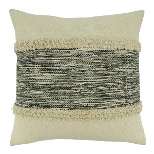 Saro Lifestyle Stripe Chindi Design Down-Filled Throw Pillow, 20", Black - 1 of 3