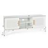 Costway TV Stand Entertainment Media Console w/ 2 Rattan Cabinets & Open Shelves - image 2 of 4