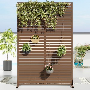 Wooakway Elegant Outdoor Vertical Garden Trellis with Hanging Planters, Metal Design for Patios and Gardens - 1 of 4