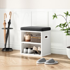 ACEPANO 16 in. H Compact Entryway Shoe Bench with Storage & Seating Function for Hallways-White - 1 of 4