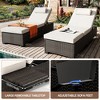 Reclining Patio Lounge Chairs Set of 2, Brown Wicker with Blue Cushions for Outdoor, Poolside, Indoor Use - 2 of 4