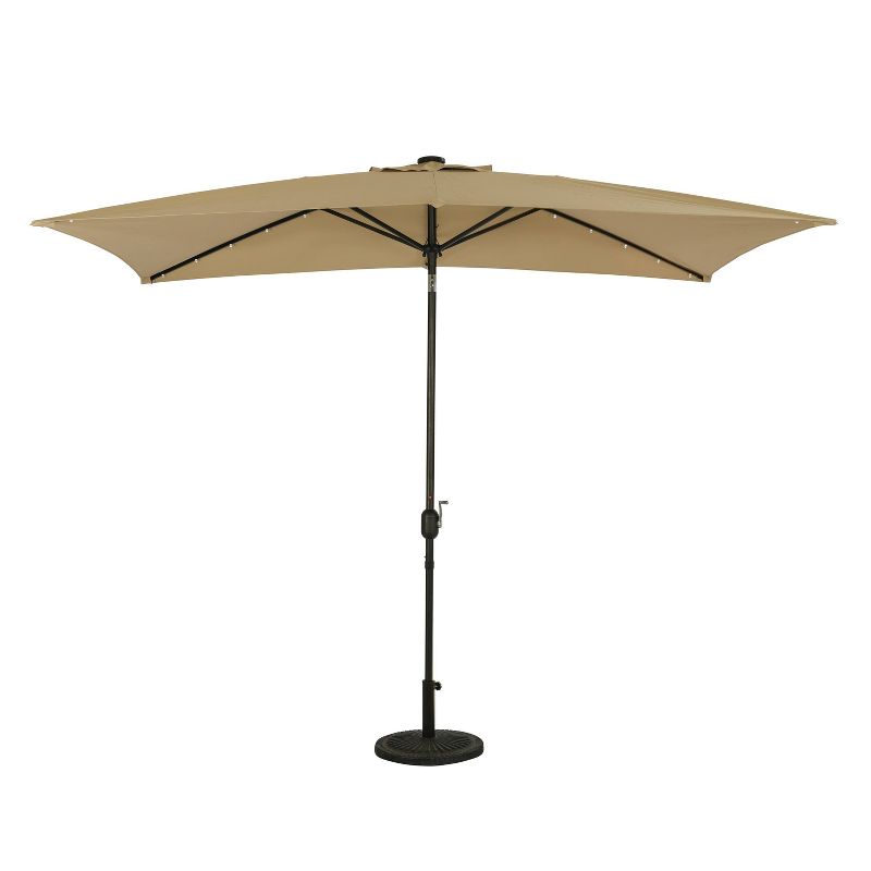 10&#39; x 6.5&#39; Rectangular Nassau Market Patio Umbrella with LED Bulb Lights Champagne - Island Umbrella, 1 of 15