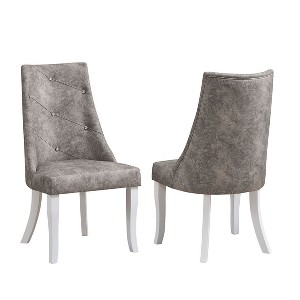 Kings Brand Furniture Elmer Crystal-Tufted Upholstered Fabric Dining Room Chairs, Set of 2 - 1 of 3