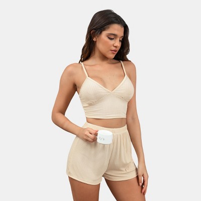 Women's Lavender/Ivory Luxe Ribbed Knit Pajama Set - Cupshe