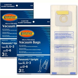 Panasonic Types U, U-3, U-6 Micro Filtration Vacuum Cleaner Dust Bags 6 Pack - 1 of 4