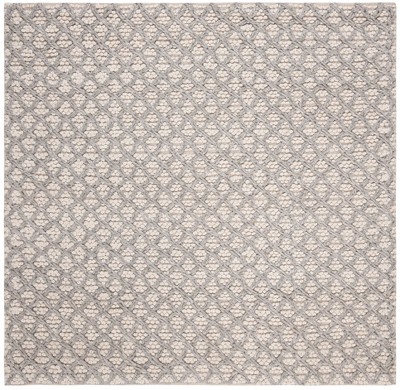 Ivory and Silver Hand-Tufted Wool Blend 6' Square Area Rug