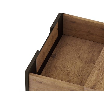 Rockefeller Natural Brown and Grey 2-Drawer Nightstand with Metal Legs