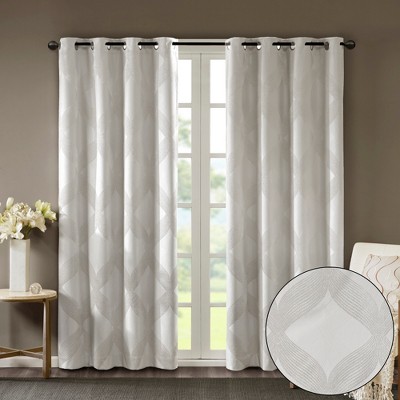 Ogee Knitted Jacquard Curtain Panel, Lucurious Sheen Textured Light Blocking Curtain for Various Decor Styles