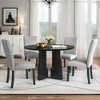 5-Piece Dining Set with Round Table and 4 Upholstered Chairs - 2 of 4