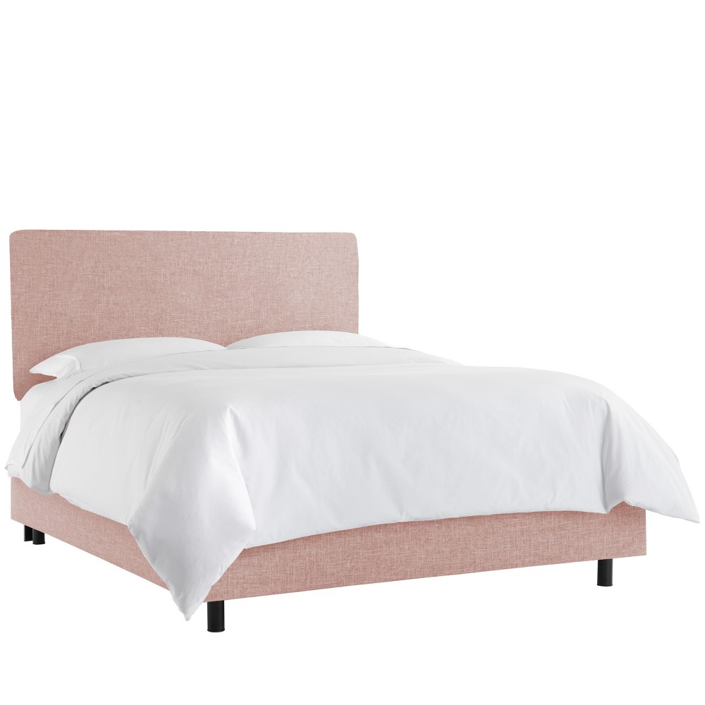 Skyline Furniture Twin Olivia Linen Upholstered Bed Light Pink: Chic Adjustable Height, Metal & Pine Frame