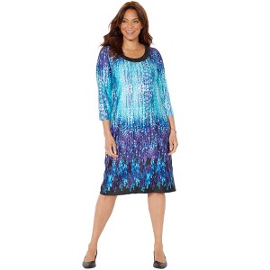 Catherines Women's Plus Size Embellished Shift Dress - 1 of 4