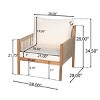 1pc Outdoor Lounge Chair with Solid Wood Frame and Weather Resistant Cushions No Table Included for Patio or Garden - Coolbibila - 4 of 4