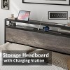 AMERLIFE Bed Frame with Drawers, LED, Bookcase Headboard, Charging, Shelves - 3 of 4