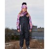 Deux par Deux Girl Mid-Season One-Piece Outerwear Black with Pink and Orange Flowers - 2 of 4