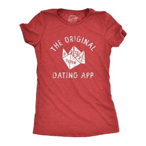 Womens The Original Dating App T Shirt Funny Cootie Catcher Joke Tee For Ladies - Crazy Dog Women's T Shirt - 1 of 4