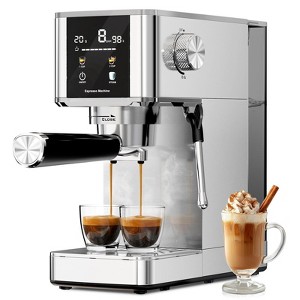 20 Bar Compact Espresso Machine with 48oz Tank, Capsule-Compatible Design, LED Display, Milk Frother, and Pre-Infusion for Lattes & Mochas - 1 of 4