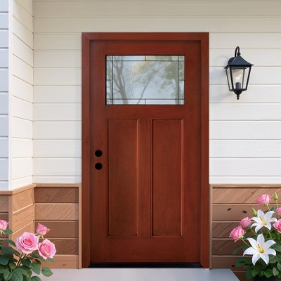 36 x 80 Knock-Down Fiberglass Entry Door with Brickmould, Vinyl Frame,Right Hand Inswing