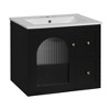 JUJABU 24" Wall-Mounted Bathroom Vanity with Ceramic Sink, 2 Drawers and Soft-Close Door - 2 of 4
