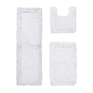 Shaggy Border Collection 3-Piece Bath Rug Set 100% Cotton Tufted Weave Ruffle Border Pattern Bathroom Rug for Machine Washable Bathmat - 1 of 4