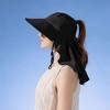 Anna-Kaci Womens Wide Brim Sun Hat UV Protection Flap Design with Back Bow Detail and Adjustable Chin Strap - 3 of 4