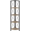 TOAOTBNBO 4 Tier Corner Bookshelves Storage Organizer, Tall Narrow Bookcase with Three Metal Legs, Living Room Book Shelf with X-Design - 2 of 4
