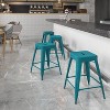 Emma and Oliver Commercial Grade 24"H Backless Distressed Metal Indoor-Outdoor Counter Stool - 2 of 4
