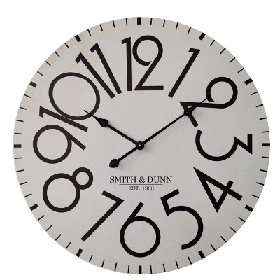 VIP Wood 27.5 in. White Large Number Wall Clock
