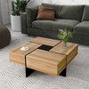 Chic Crate-Modern Storage Coffee Table – 4 Hidden Compartments & Extendable Sliding Top, Sleek High-Gloss Finish - 2 of 4