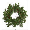 Nearly Natural 28” Holly Berry Artificial Wreath - 2 of 3