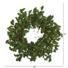 Nearly Natural 28” Holly Berry Artificial Wreath - image 2 of 3