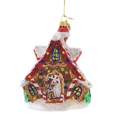 Huras 5.75" Gingerbread House Ornament Gumdrop Candy Cane  -  Tree Ornaments