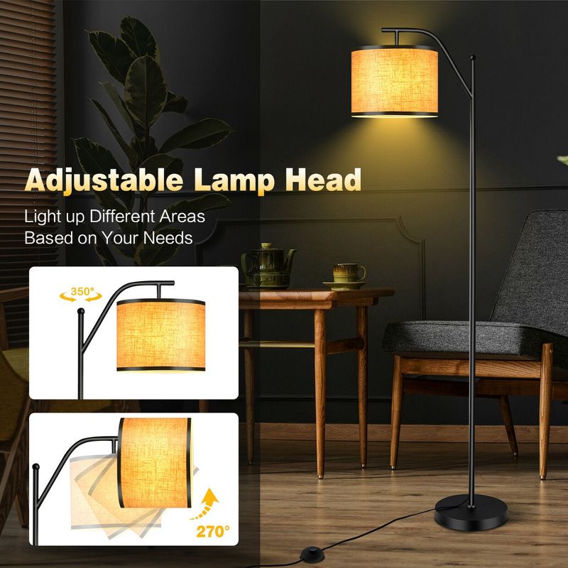 Costway Standing Floor Lamp with Adjustable Lamp Head for Living Room & Bedroom, 5 of 10